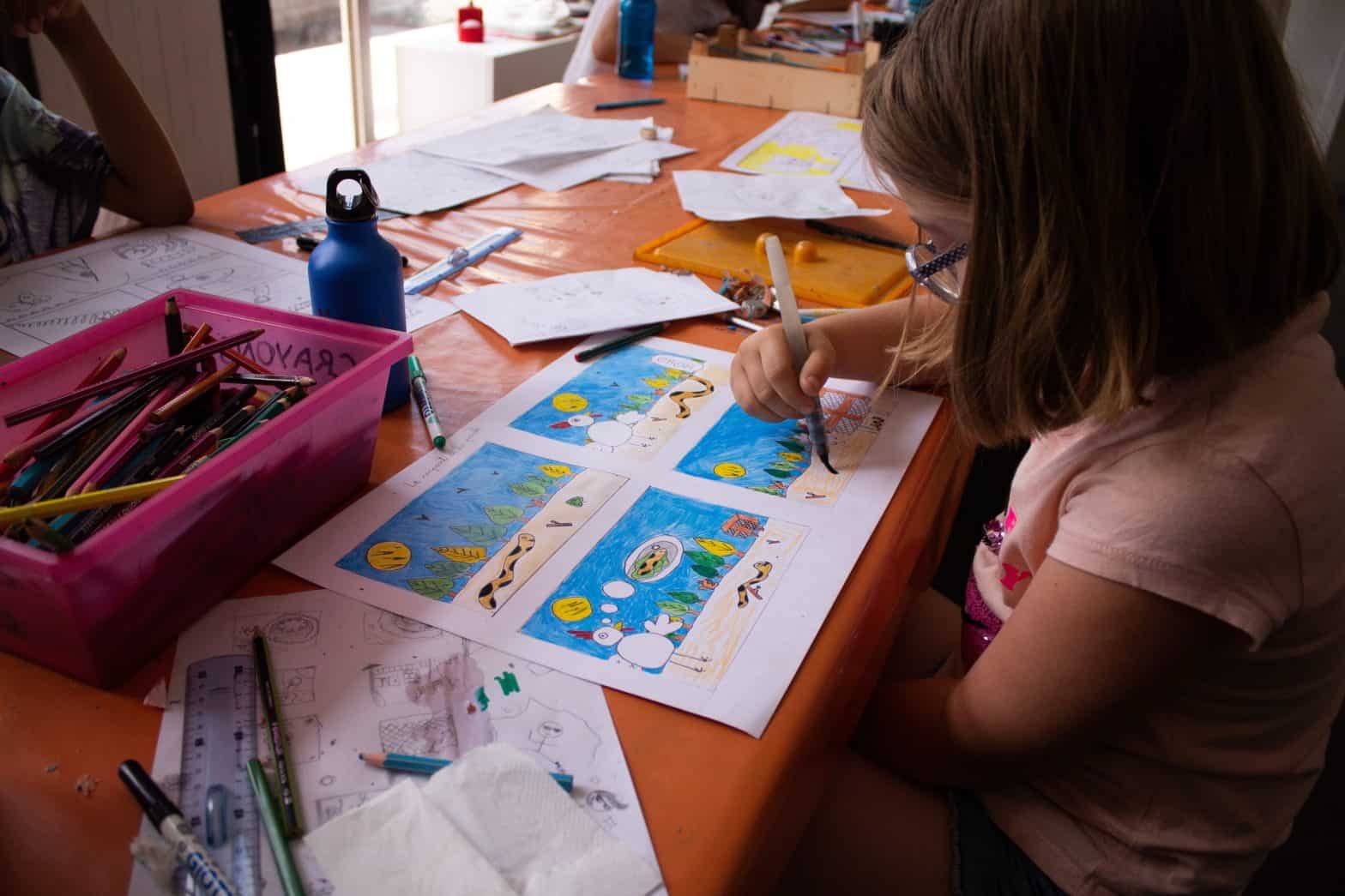 Child in art class